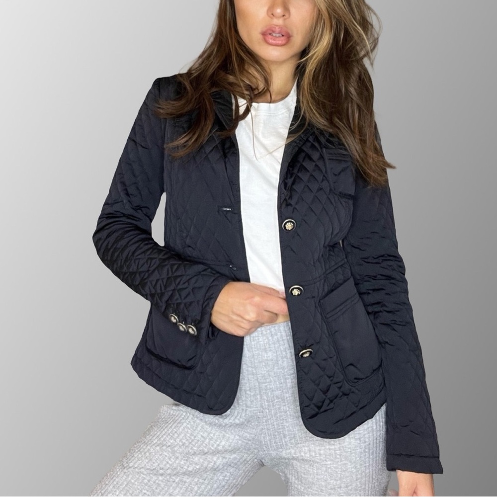 Quilted Navy Massimo Dutti Blazer Jacket